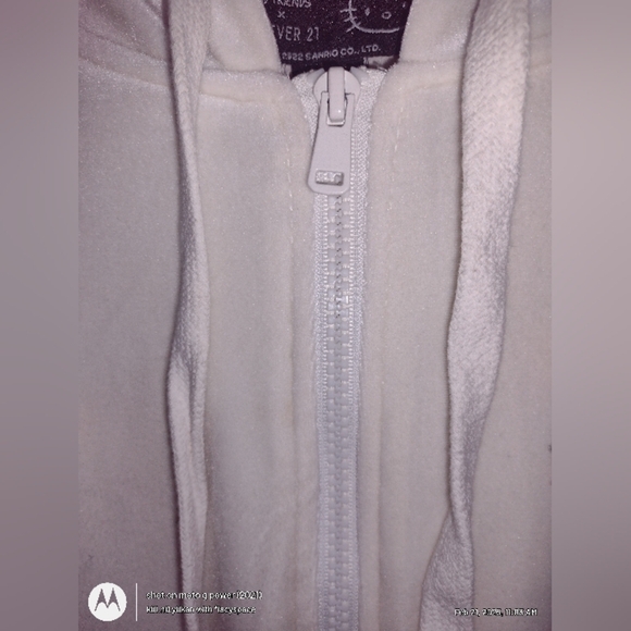 Hello Kitty & Friends x Forever 21 Womens Ivory Cropped Hoodie Full Zip sz M - Picture 9 of 10